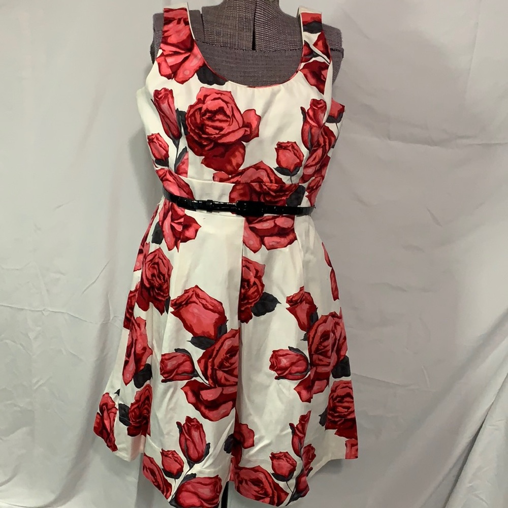 White House Black Market Red Rose Dress